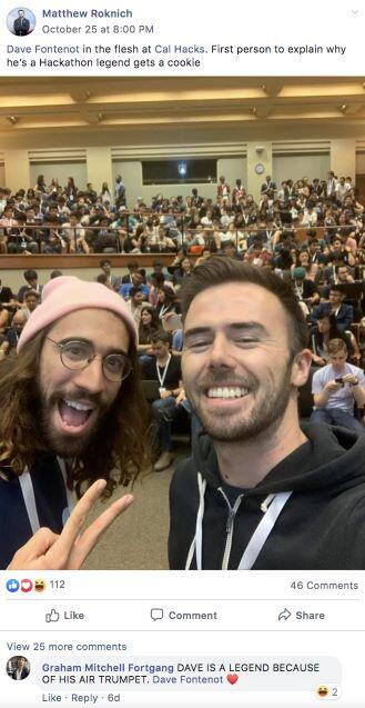 Dave Fontenot with Matthew Roknich at CalHacks