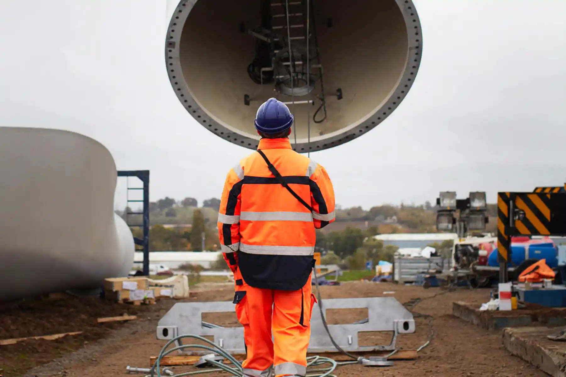 Engineer working at a wind farm.