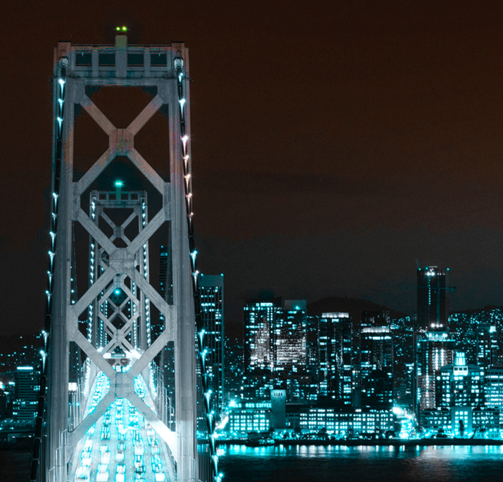 San Francisco's nighttime skyline, featuring the Salesforce Tower