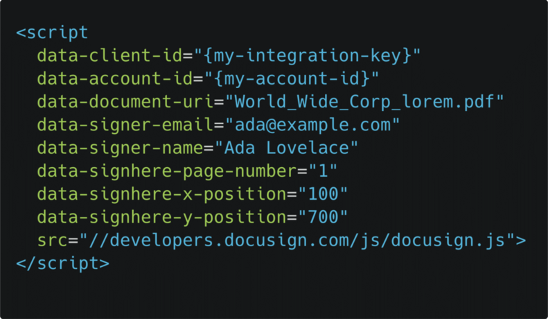 Sample DocuSign.js script