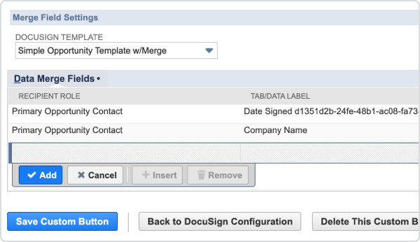 A close up product screenshot of the merge field settings UI.